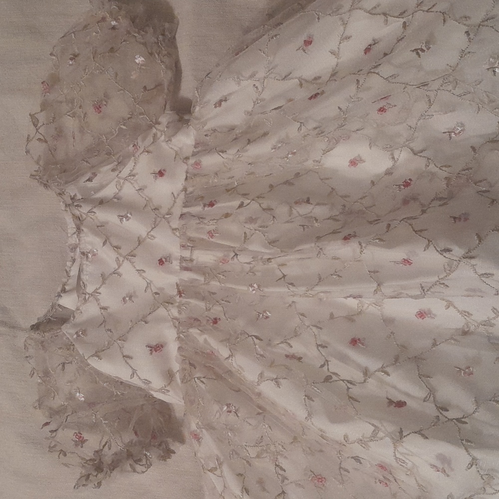 Pastourelle by Pippa & Julie 4T Dress with embroidered flowers on gauzy overlay